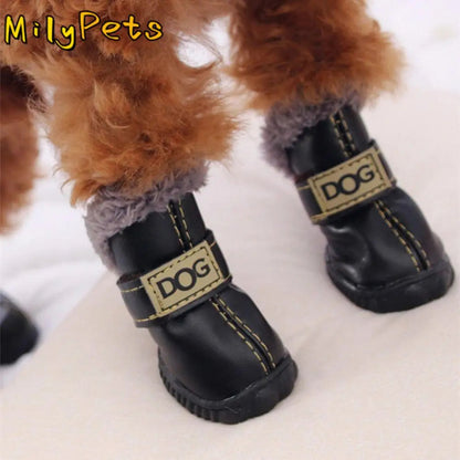 Dog Rainshoes Warm Pet Snow Boots Waterproof Soft Winter Pet Dog Shoes Plush/PU Non Slip for 4Pcs/Set Chihuahua Ai-TechWorld 