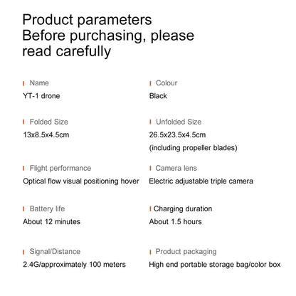 Xiaomi YT11 Drone 8K HD Three Camera Brushless Motor 5G WIFI FPV Optical Flow Positioning Obstacle Avoidance RC Drone 20000M Ai-TechWorld 