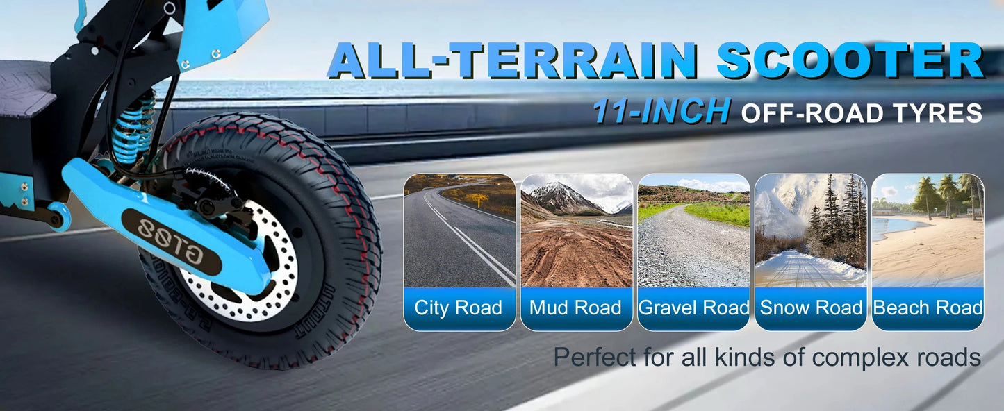 Arwibon 5600W Adult Electric Scooter Dual Motor Top Speed 46MPH,60V27AH, 11-inch Off-Road Tires Sport Folding eScooter with Seat Ai-TechWorld 