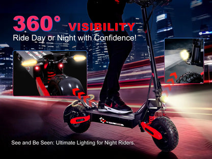 Arwibon GT06 1200W Foldable E-Scooter for Adults -Max Speed 30MPH, 48V 13AH/23.4AH, 11"Off-Road Tires | US Stock, Factory Direct Ai-TechWorld 
