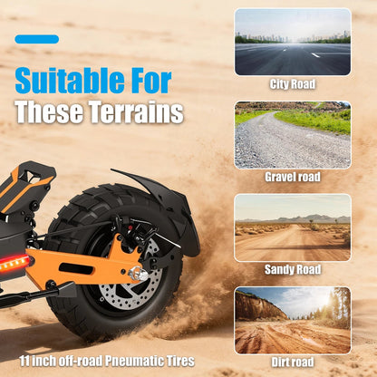 1200W Peak Motor Fold Adult Electric Scooter 48V 18AH 40MPH 11-inch off-roadTires Front and Rear Disc Brakes and Shock Absorbers Ai-TechWorld 