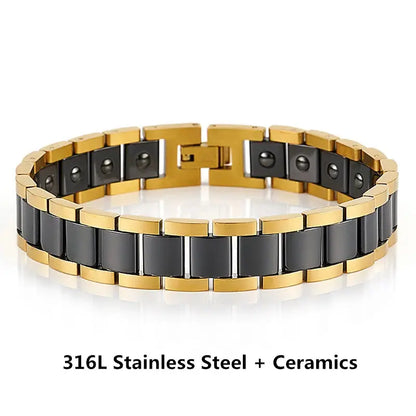 Titanium Steel Ceramic Energy Bracelet Stainless Steel Zirconia Couple Ceramic Bracelet Ai-TechWorld 