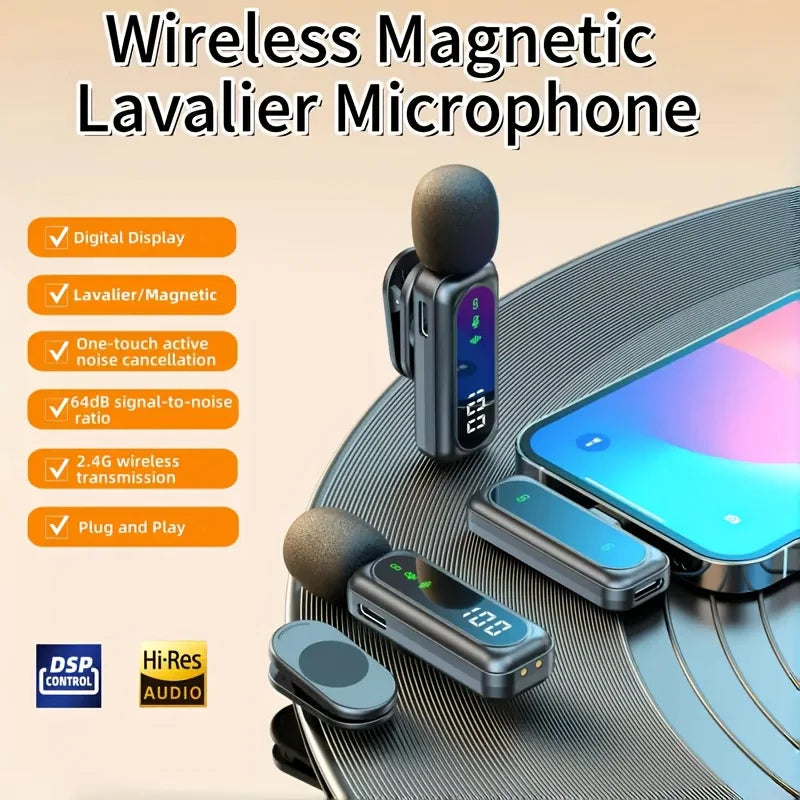 Professional Wireless Lavalier Microphone System with Intelligent Noise Cancellation Lapel Mic For Vlog&Interviews&Conferences Ai-TechWorld 