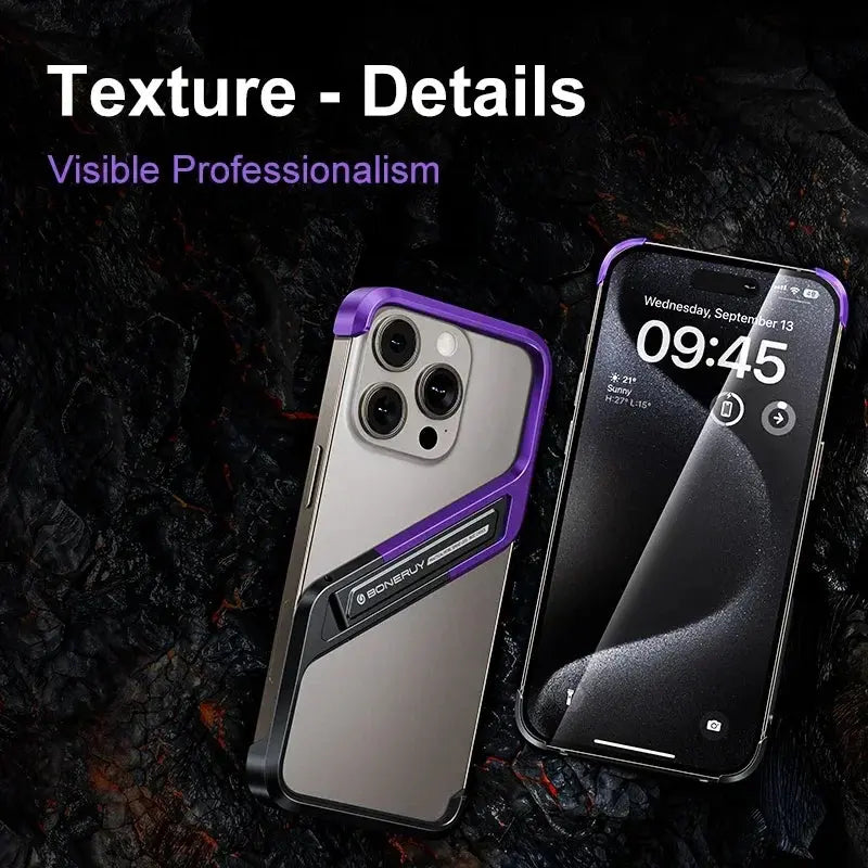 S-Shaped Metal Geometric Rimless Phone Case For iPhone 14 15 16 Pro Max 16ProMax Aluminum Alloy Hidden Stand Bracket Cover Funda Ai-TechWorld 