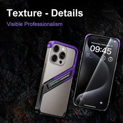 S-Shaped Metal Geometric Rimless Phone Case For iPhone 14 15 16 Pro Max 16ProMax Aluminum Alloy Hidden Stand Bracket Cover Funda Ai-TechWorld 