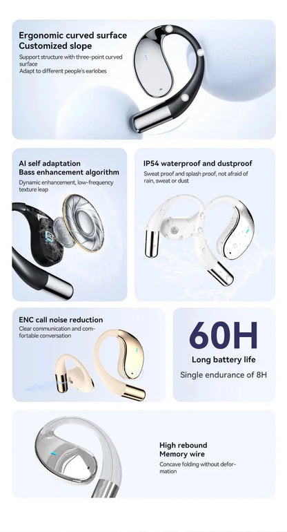 MZYMI Q39 AI Translation Wireless Earphone TWS Ear Hook Sport Running Bluetooth Headset ENC Noise Cancelling Headphone With Mic Ai-TechWorld 