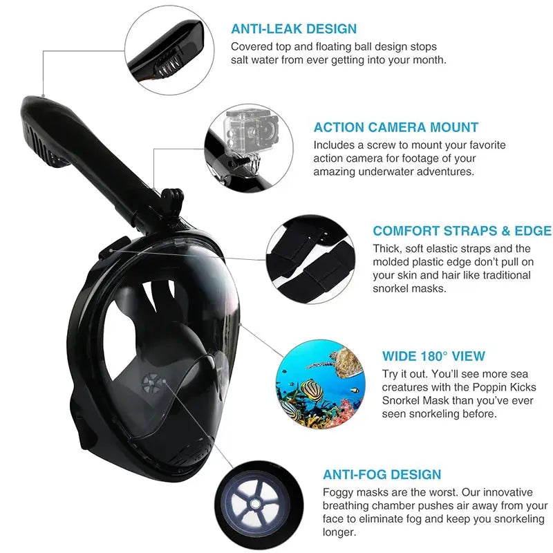 Underwater Scuba Anti Fog Full Face Diving Mask Snorkeling Respiratory Masks Safe Waterproof Swimming Equipment for Adult Kids Ai-TechWorld 