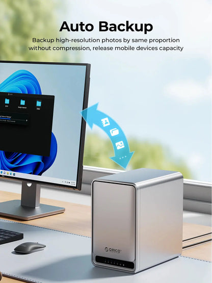 ORICO Personal Network Attached Storage Support Remote Access Share Data Intelligent Classification Automatic Backup 2/5-bay Ai-TechWorld 