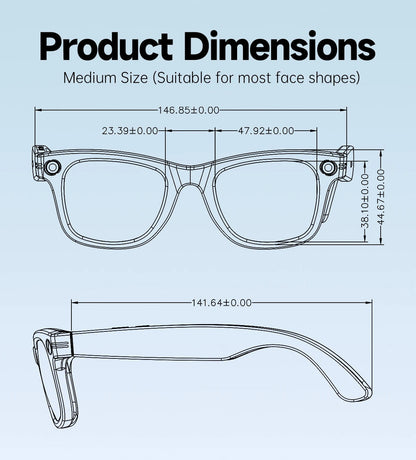 AI Smart Glasses 5 Million Pixels Recording Videos Photo Recognition Answer Translation 290mAh IP66 Waterproof Bluetooth Glasses Ai-TechWorld 