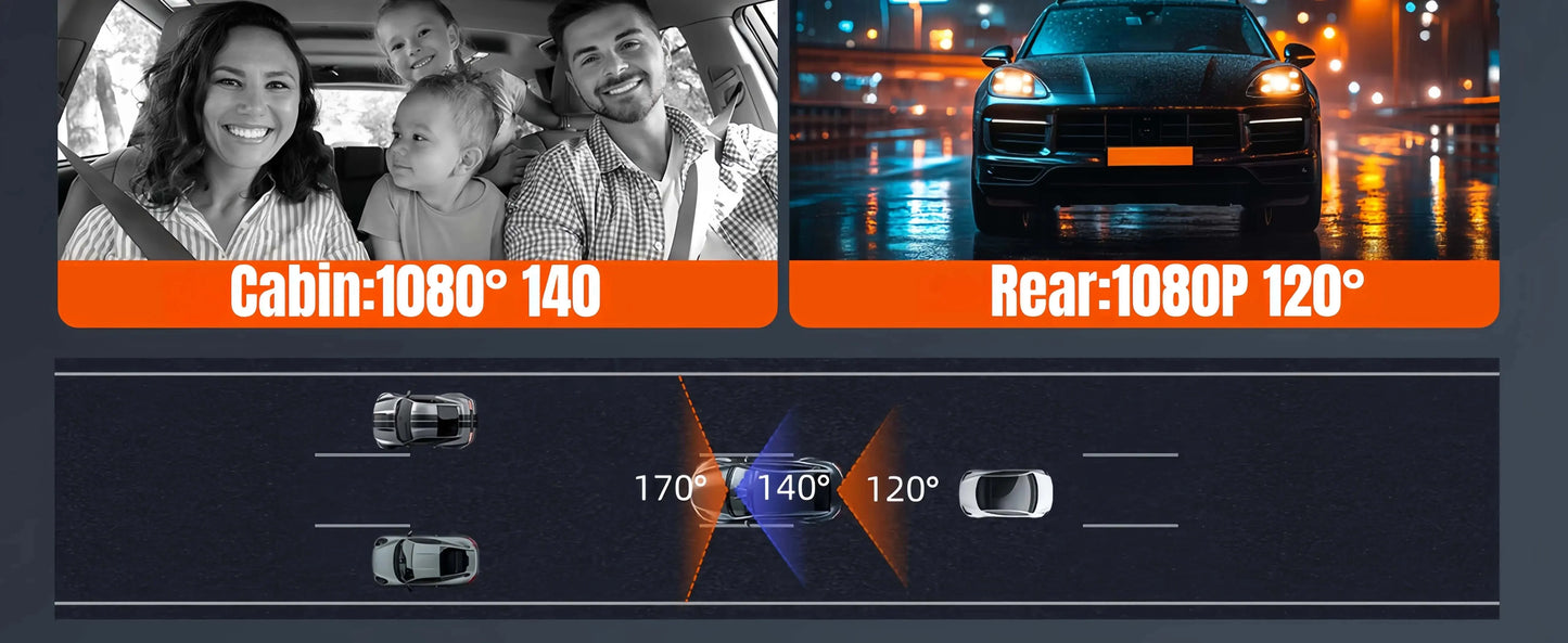 UHD 4K WiFi Dash Cam 3 Lens Driving Recorder Car DVR 1080P Rear Lens Camera  24H Parking Monitoring ADAS Function-oliday Gift Ai-TechWorld 