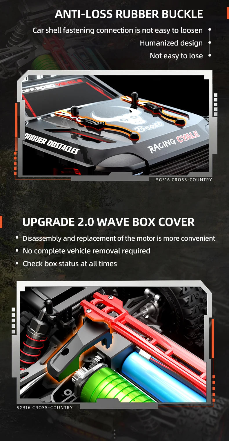 SG116 MAX 1:16 High Speed Drift Racing Car 80KM/H Brushless Motor 4WD SG316 MAX RC Off Road Car Monster Trucks Toy For Kids Gift Ai-TechWorld 