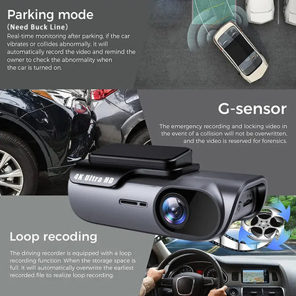 4K Car Dash Camera with GPS Wi-Fi Car DVR UHD Recording Video Recorder 24H Parking Monitor Driving Vehicle Cam Night Vision Ai-TechWorld 
