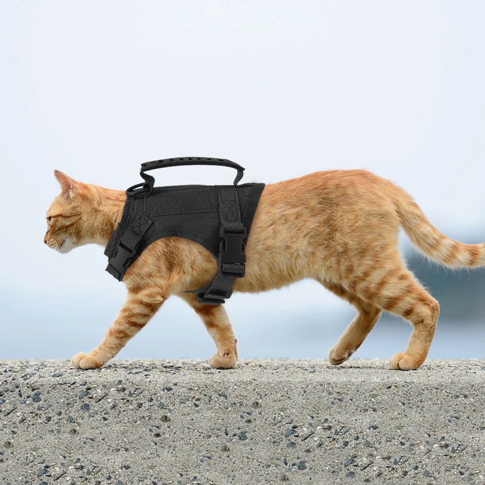 Tactical Puppy Harness Leash For Small Dogs Cats Adjustable Kitten Vest For Military Service Dog Working Training Walking Ai-TechWorld 