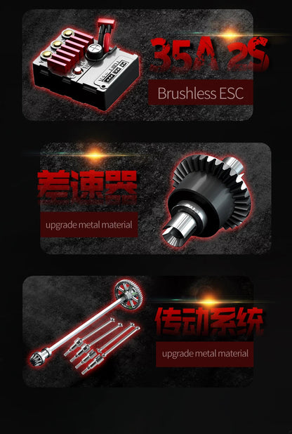 Teeggi 16101 /16102 PRO 1:16 High Speed RC Car With LED Light Drift 70KM/H 4WD RC Off-Road Car Monster Truck Toy For Kid Gifts Ai-TechWorld 