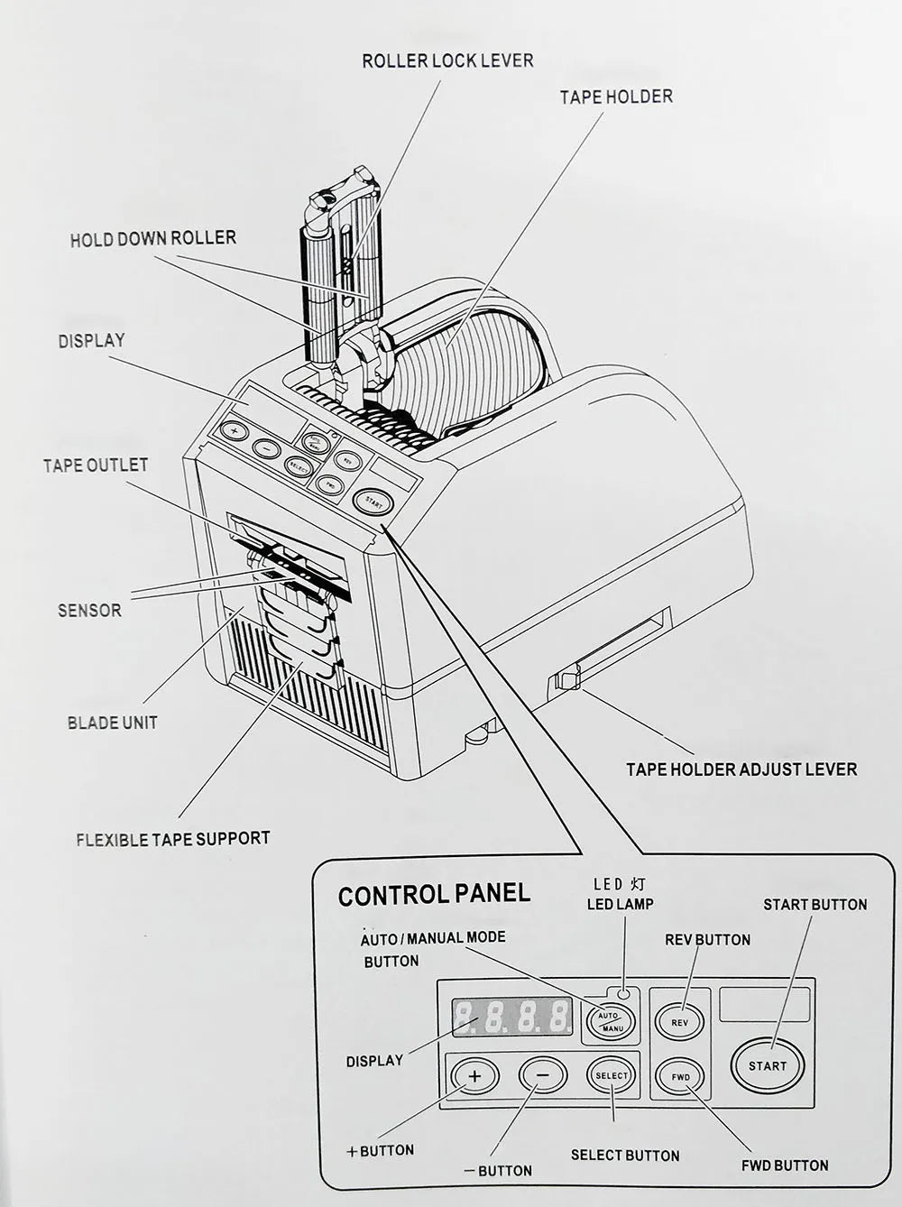 ZCUT-9 Automatic Adhesive Tape Machine Auto 6-60mm Tape Cutter Packaging Cutting Machine Electric 110V 220V Tools for Factory Ai-TechWorld 