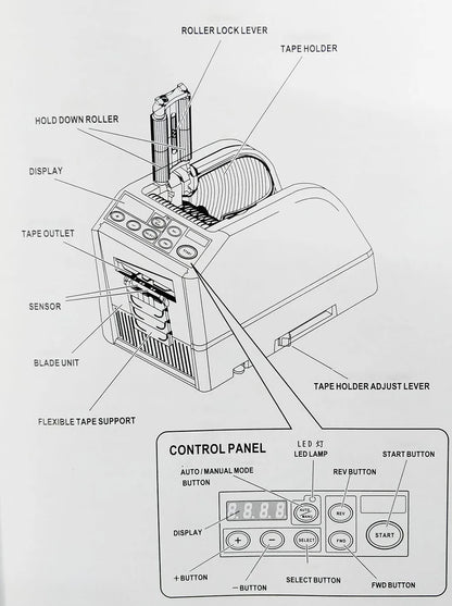 ZCUT-9 Automatic Adhesive Tape Machine Auto 6-60mm Tape Cutter Packaging Cutting Machine Electric 110V 220V Tools for Factory Ai-TechWorld 