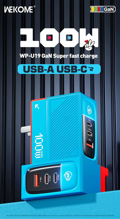 WEKOME GaN 100W Charger High Speed Fast Charging Type C Charger for Xiaomi 13 Samsung s23 ultra iPhone 15 pro max Macbook Pro Ai-TechWorld 