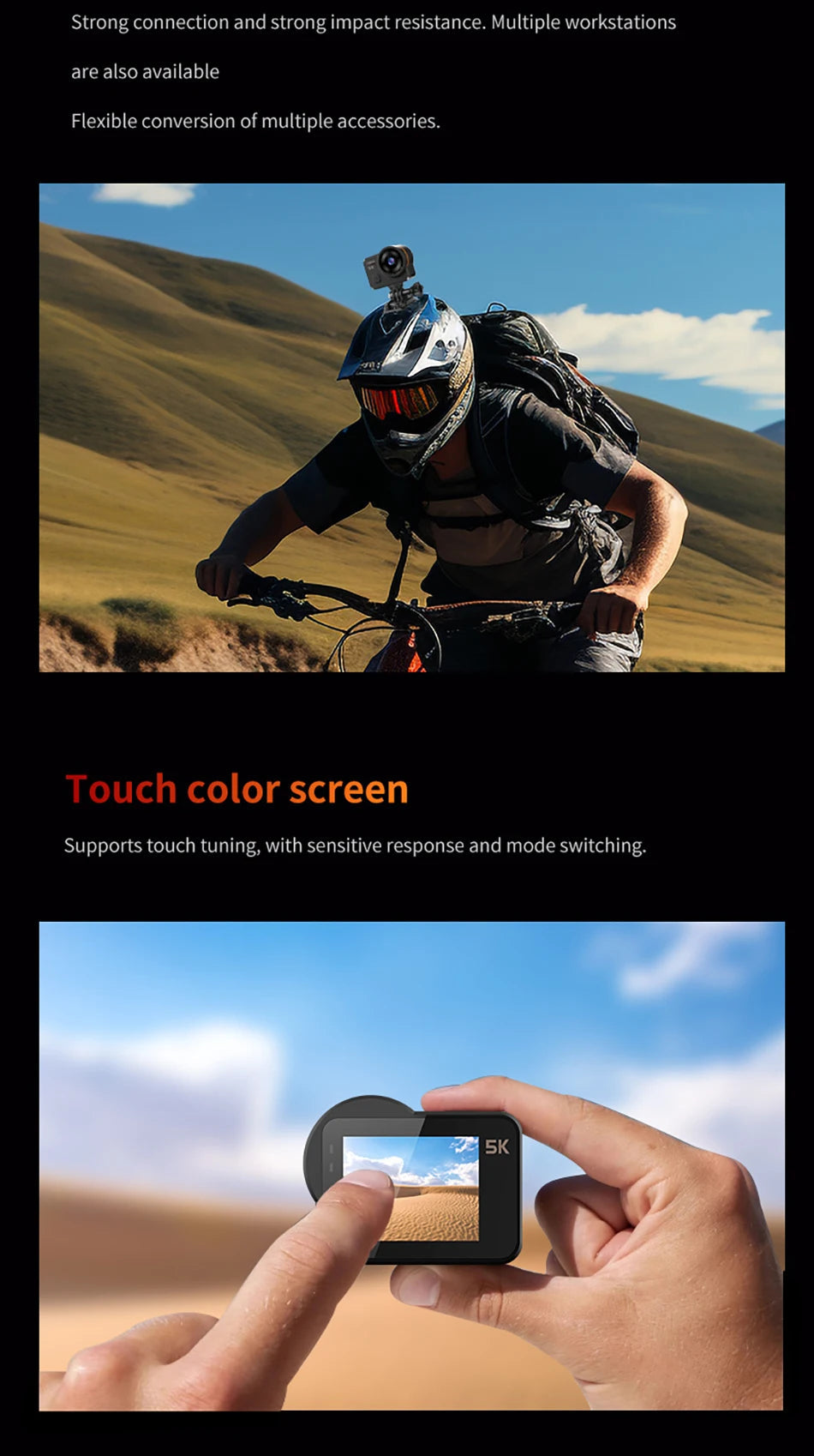 CERASTES V10 5K Action Camera Electronic Image Stabilization 2" Touch LCD 4K Waterproof Action Camera Dashcam Motion Detection Ai-TechWorld 