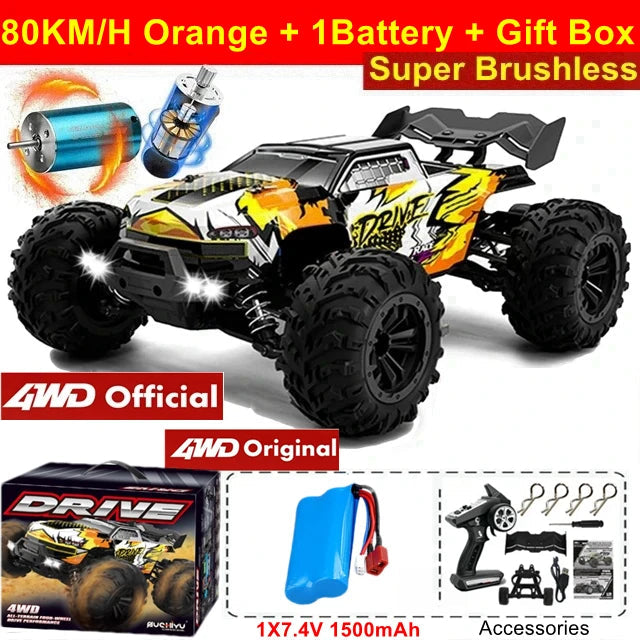 4WD Remote Control Car Off Road 4x4 RC High Speed Buggy Truck Super Brushless 50 or 80KM/H Fast Drift Racing Toy Kids Adults Ai-TechWorld 