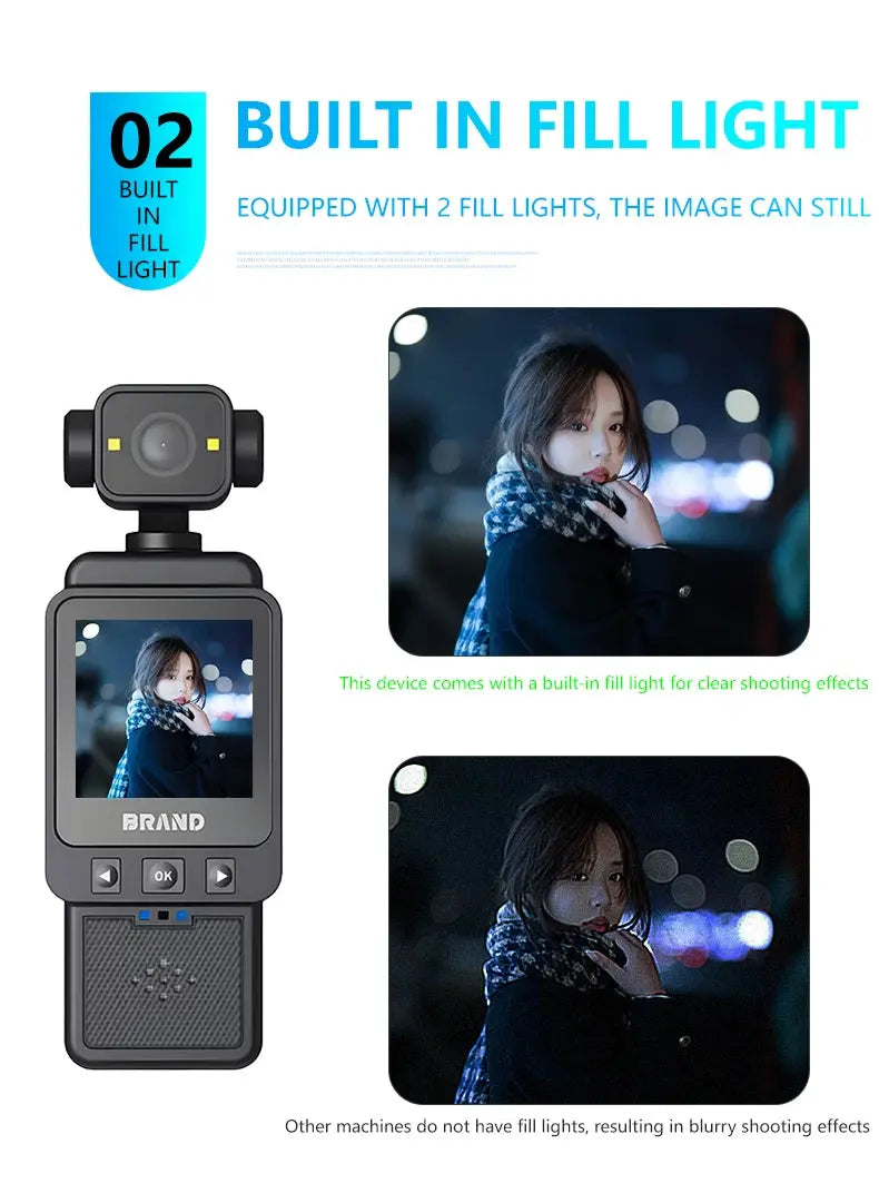 1080P Handheld Sports Pocket Camera HD Display 180° Rotatable WiFi Wireless Video Recorder Built-in Fill Light Motion Camera Ai-TechWorld 