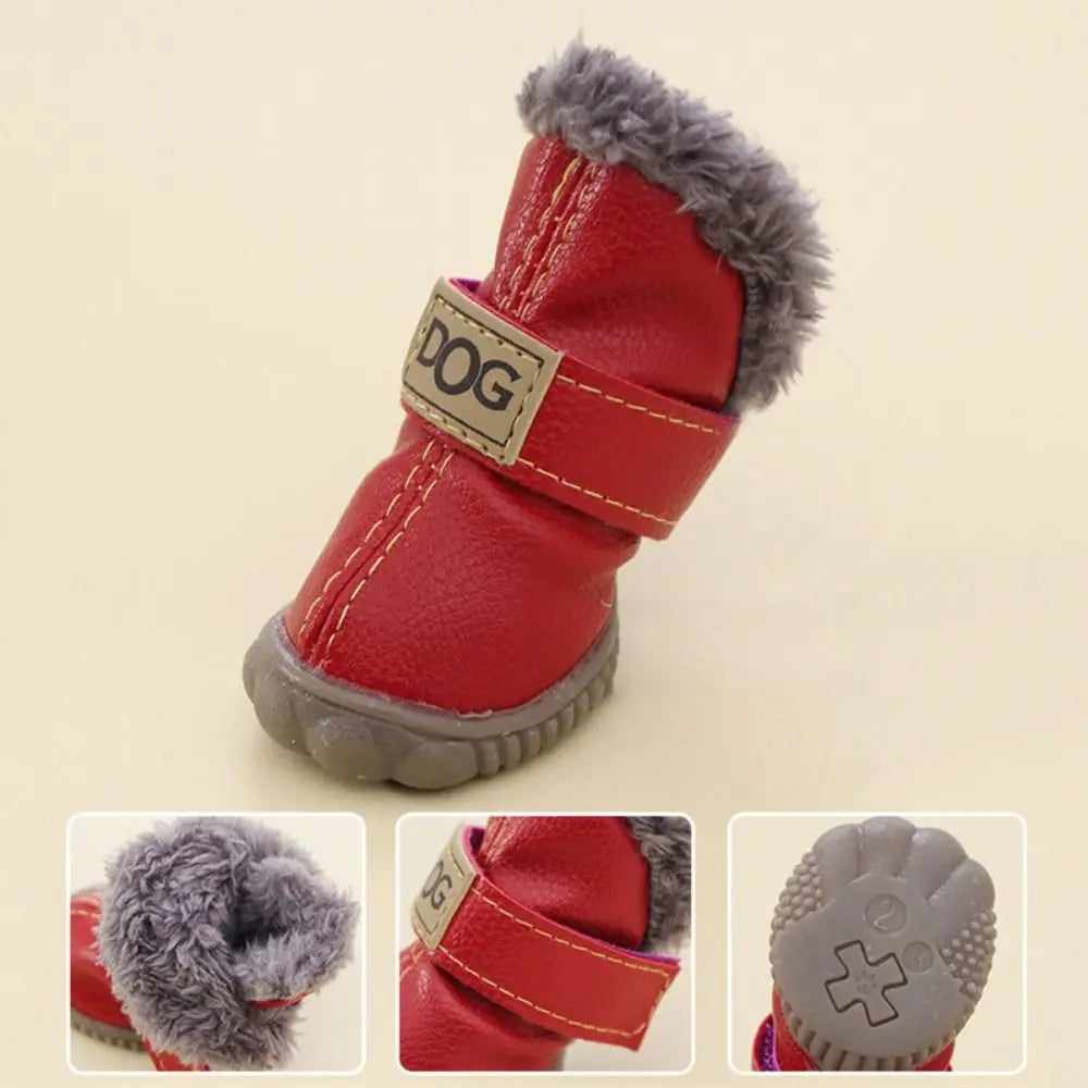 Dog Rainshoes Warm Pet Snow Boots Waterproof Soft Winter Pet Dog Shoes Plush/PU Non Slip for 4Pcs/Set Chihuahua Ai-TechWorld 