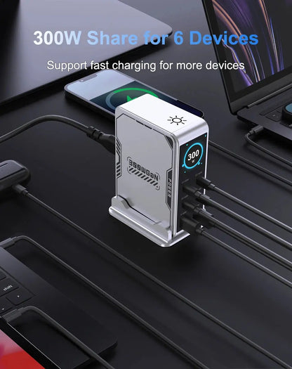 Ubigbuy 300W GaN Charger PPS PD 100W USB Type C 6-Port Digital Display Desktop Fast Charging Station for MacBook iPhone Samsung Ai-TechWorld 