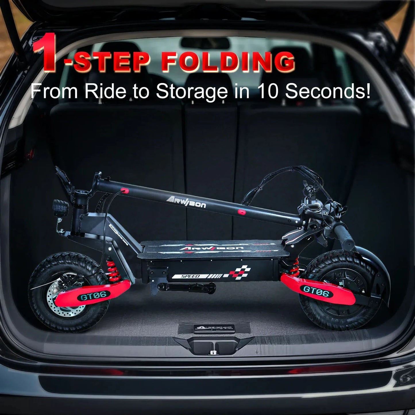 Arwibon GT06 1200W Foldable E-Scooter for Adults -Max Speed 30MPH, 48V 13AH/23.4AH, 11"Off-Road Tires | US Stock, Factory Direct Ai-TechWorld 