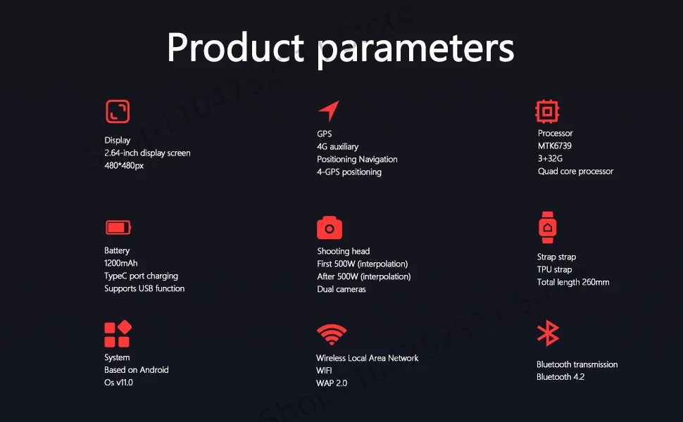 S998 4G Smart Watch Android 11.0 OS Smartwatch 2.64 inch Large Screen 480*480 MTK6739 500W Dual Camera 1200mAH Battery Wifi GPS Ai-TechWorld 