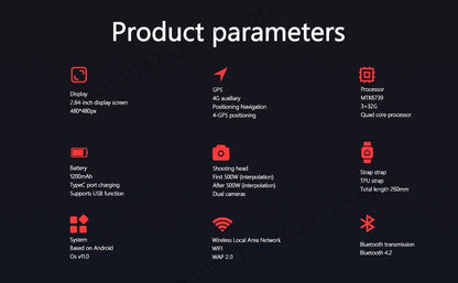 S998 4G Smart Watch Android 11.0 OS Smartwatch 2.64 inch Large Screen 480*480 MTK6739 500W Dual Camera 1200mAH Battery Wifi GPS Ai-TechWorld 