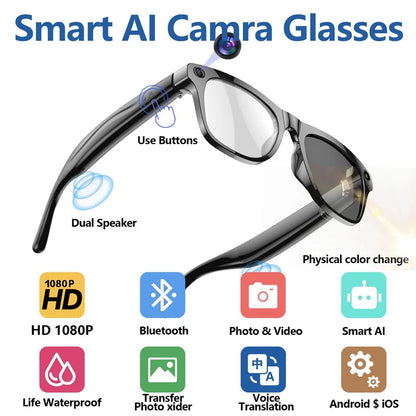 Xiaomi 4K AI Smart Glasses Chat GPT HD Camera Bluetooth Call Voice Assistant Music Player Translate Photochromic Glasses Ai-TechWorld 