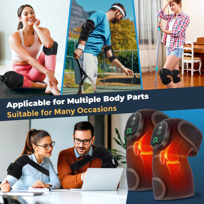 Thermal Knee Massager 3 in 1 Shoulder Knee Elbow Heating Massage Support Brace Rechargeable Vibration Pad Machine Muscle Relax Ai-TechWorld 