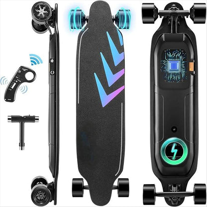 Caroma 38" Electric Skateboard with Remote Control, 1200W Brushless Motor, 28 MPH Top Speed, 300 lbs Max Load, Safety Glow Paper Ai-TechWorld 