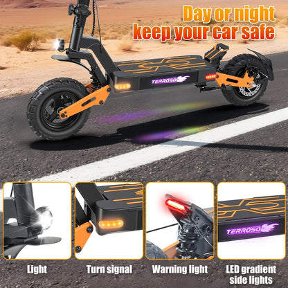 1200W Peak Motor Fold Adult Electric Scooter 48V 18AH 40MPH 11-inch off-roadTires Front and Rear Disc Brakes and Shock Absorbers Ai-TechWorld 