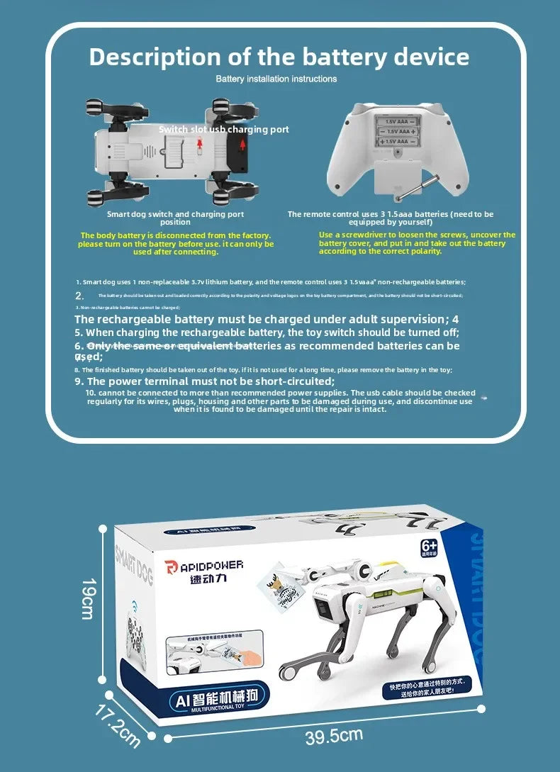 Teeggi Electric RC Intelligent Robot Dog with Clip Multifunction RC Mechanical Dog Educational Toy Bionic Smart Robot Toy Gift Ai-TechWorld 