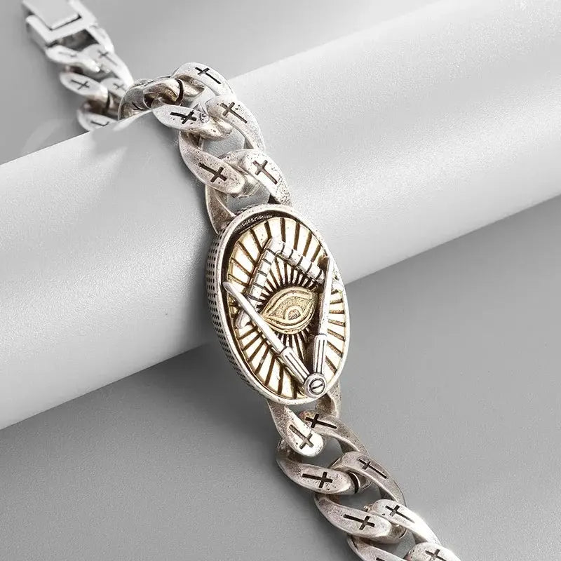 Men's Classic God's All Seeing Eye Masonic Symbol Bracelet Fashion Braided Cross Bracelet Religious Prayer Amulet Jewelry Ai-TechWorld 