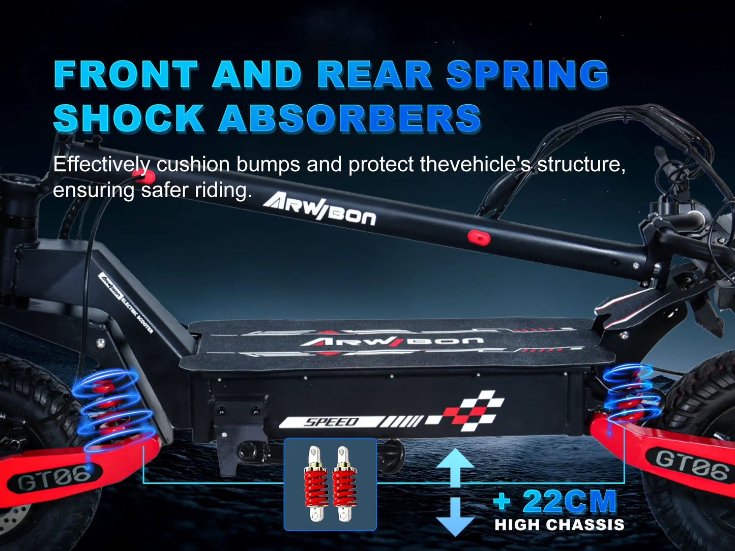 Arwibon GT06 1200W Foldable E-Scooter for Adults -Max Speed 30MPH, 48V 13AH/23.4AH, 11"Off-Road Tires | US Stock, Factory Direct Ai-TechWorld 