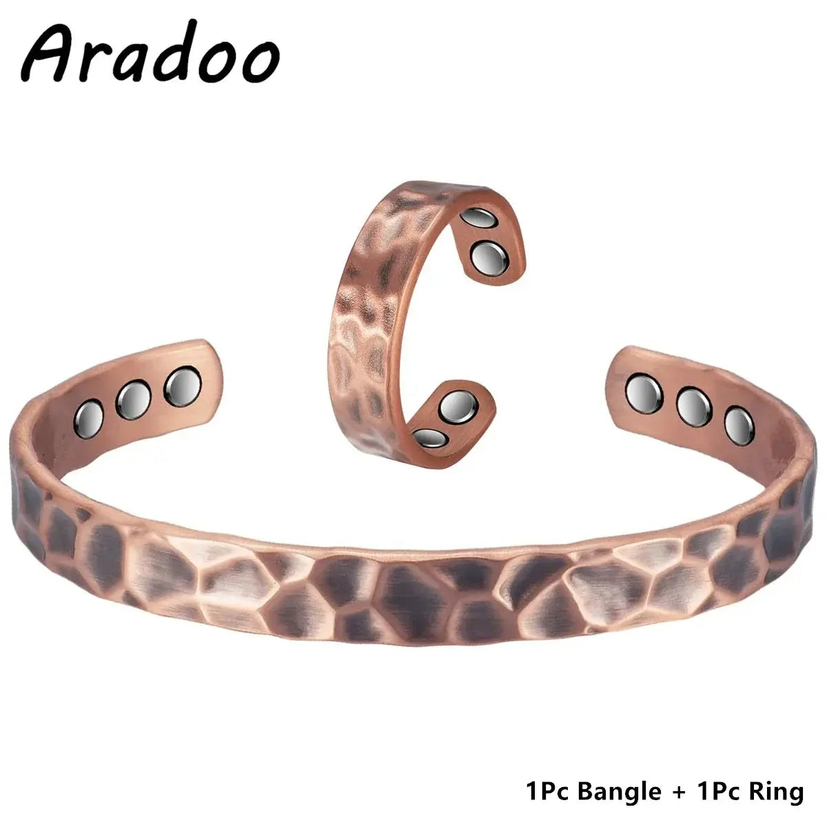 ARADOO Copper Bracelets for Women & Lymphatic Drainage Ring, Magnetic Lymph Detox Ring and Magnetic Copper Bracelet Jewelry Gift Ai-TechWorld 
