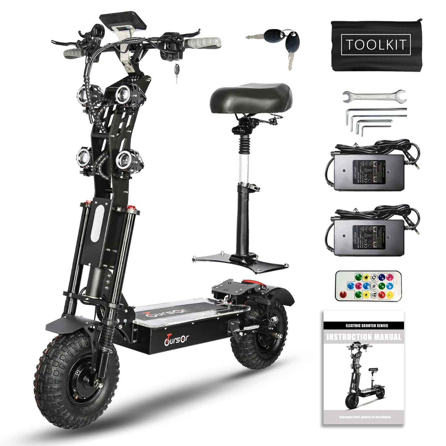 10000W Off-road Electric Scooter Dual Motors 14 Inch Off-Road Tyres 72V-40AH Panasonic Battery Speed 120KM/H elektro scooter Ai-TechWorld 