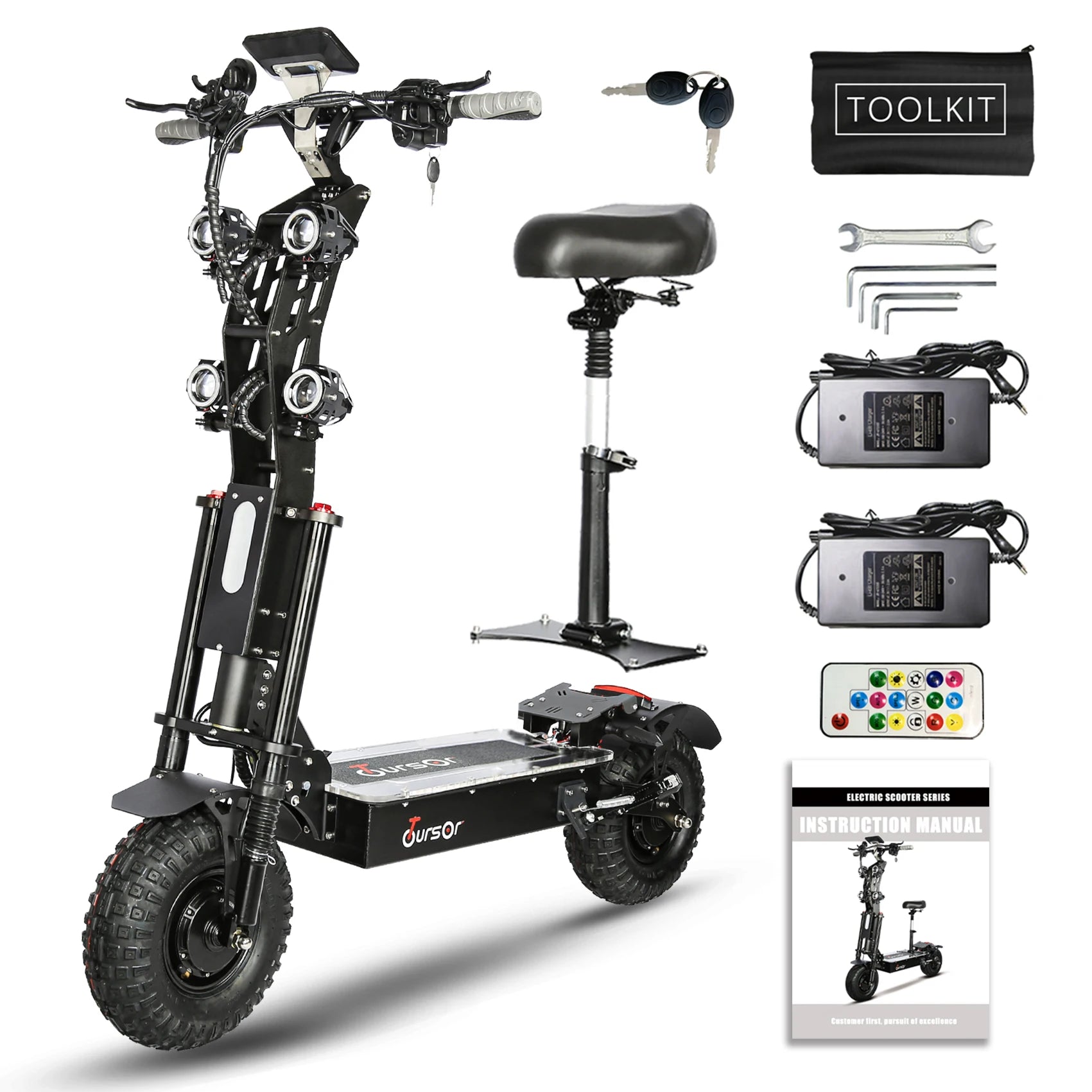 10000W Off-road Electric Scooter Dual Motors 14 Inch Off-Road Tyres 72V-40AH Panasonic Battery Speed 120KM/H elektro scooter Ai-TechWorld 