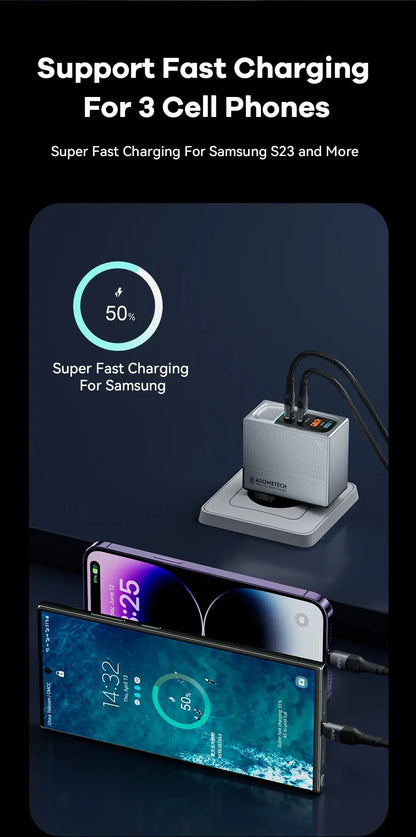 ASOMETECH 100W GaN Charger QC4.0 PD 67W 65W PPS Display Ai-TechWorld 
