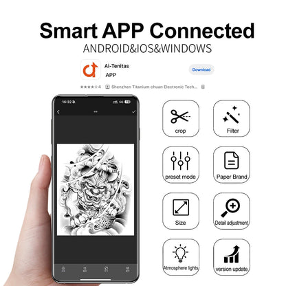 ECLIPSE S XTREME&Ai-tenitas Co-branded A High-Performance Wireless Bluetooth APP Thermal Transfer Printer Pretty Tattoo Machine Ai-TechWorld   ai-techworld