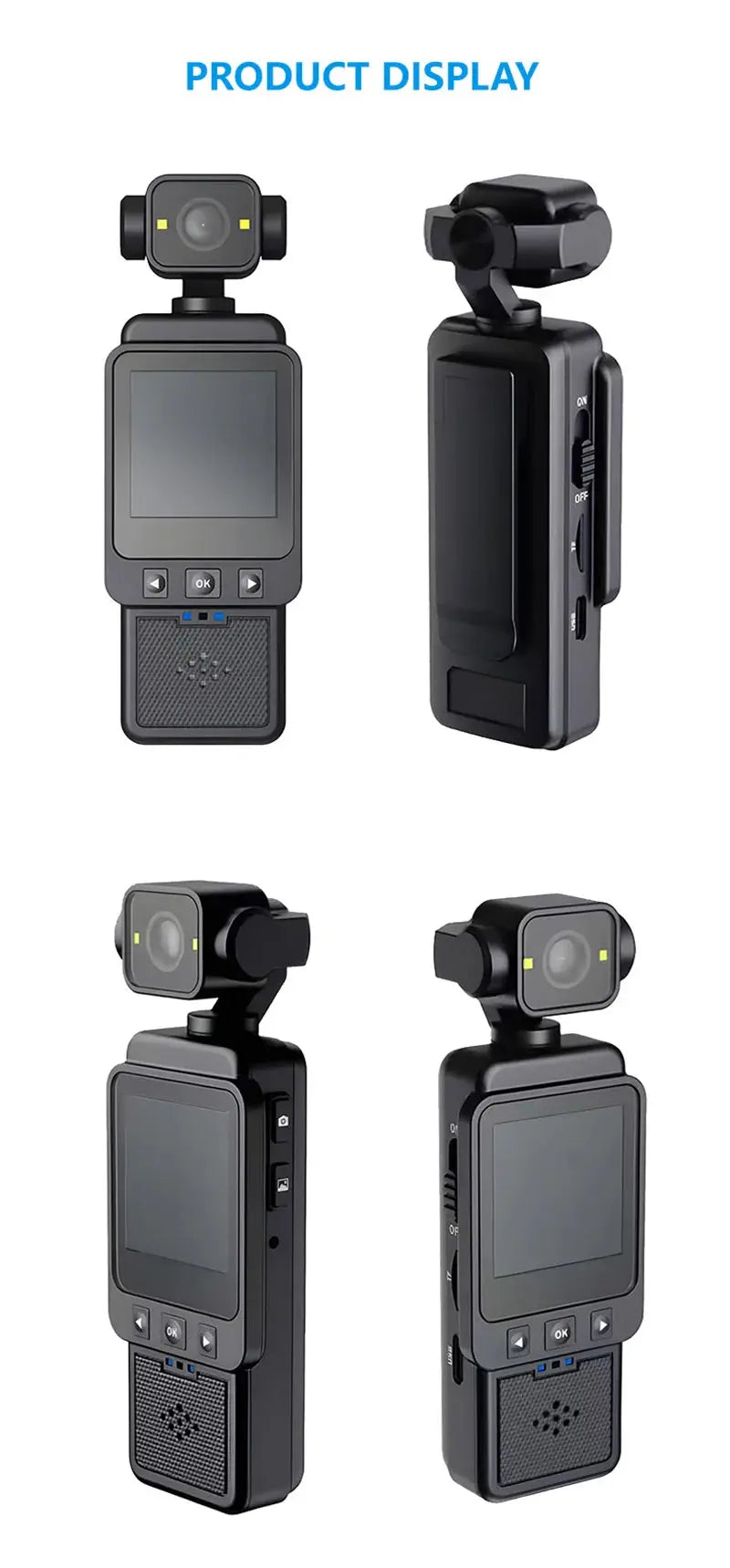 Xiaomi 8K Handheld Sports Camera 180 ° Rotating Mini Portable Anti-shake Camera HD Display WiFi Wearable Night Vision Camera Ai-TechWorld 