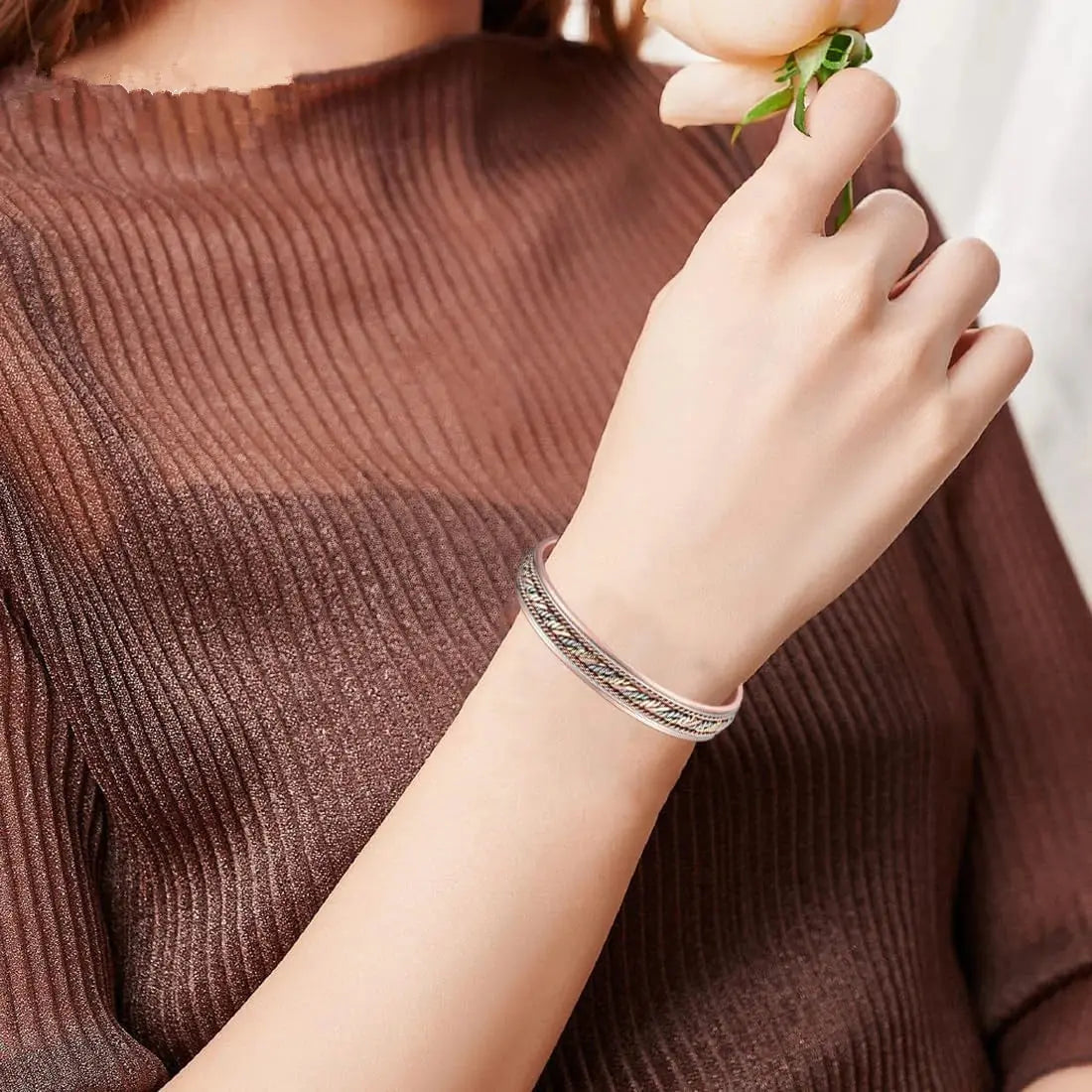 ARADOO Copper Bracelets for Women 99% Pure Copper Handwoven Bracelet Cuff Bangle Ai-TechWorld 