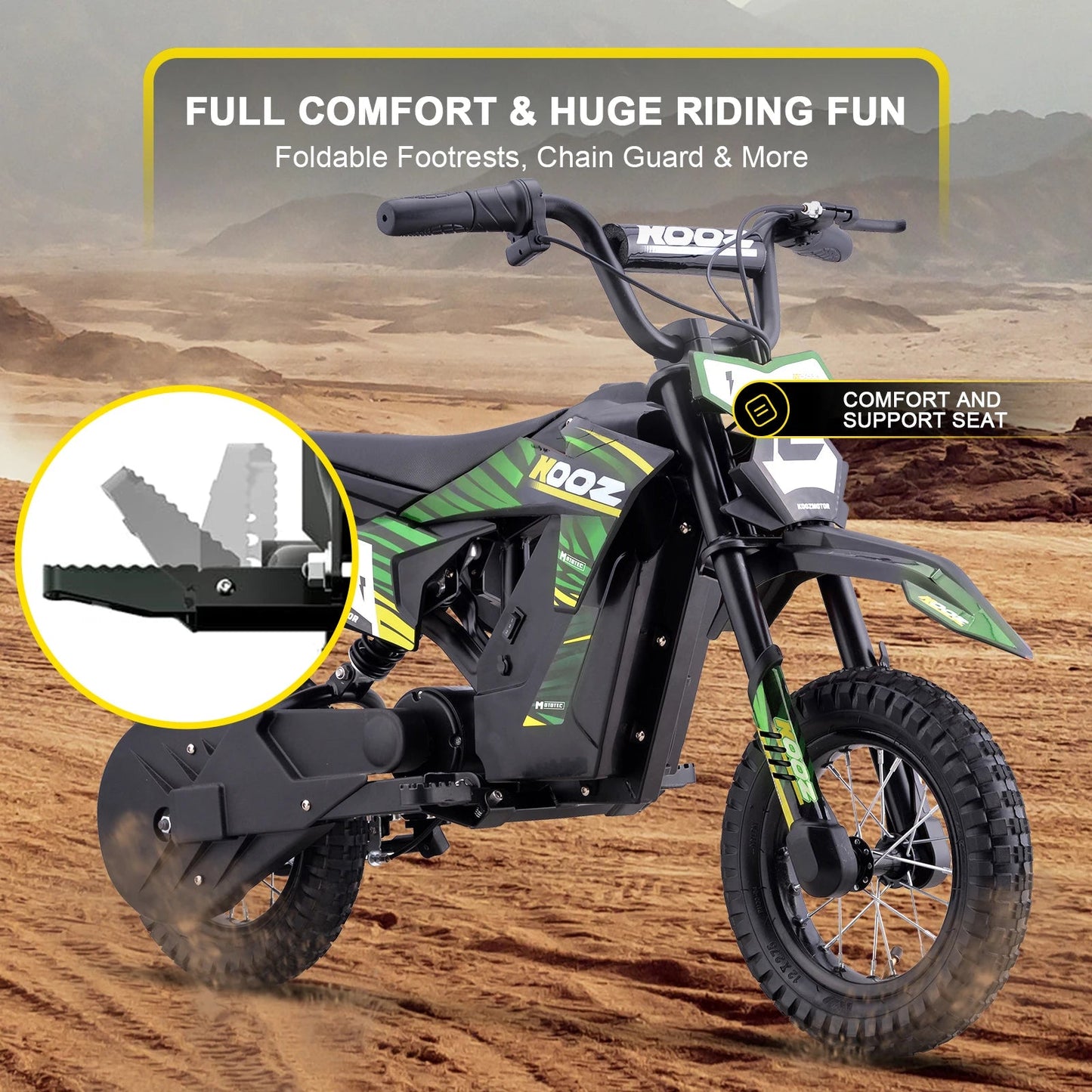 KOOZ HP122E Electric Dirt Bike 300W Motor 36V4AH Lithium Battery Electric Motorcycle Hydraulic Brake 12" Fat Tire Snow E-bike Ai-TechWorld 