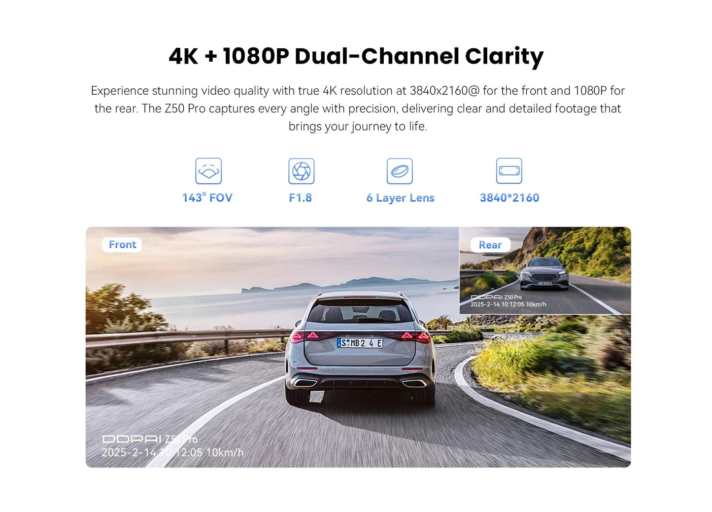 2025 New DDPAI Dash Cam Z50 Pro 4K Car Camera Night Vision 5GHz Wi-Fi GPS ADAS 24H Parking Monitor Support Front and Rear Cam Ai-TechWorld 