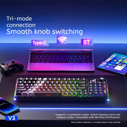 AULA F98 Pro V3 Mechanical Keyboard Custom RGB Backlight Wireless Bluetooth Gaming Keyboard With Screen and Knob Ai-TechWorld   ai-techworld