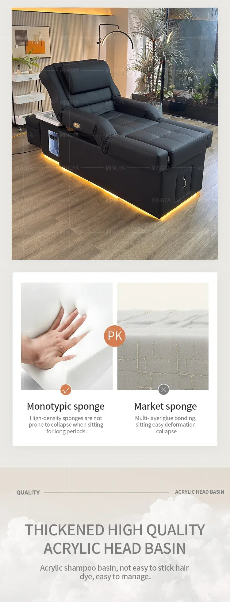 Factory Custom Made Hair Washing Bed for Hair Salon, Head Spa, Pedicure, Foot Massage, Hair Washing Chair. Ai-TechWorld 