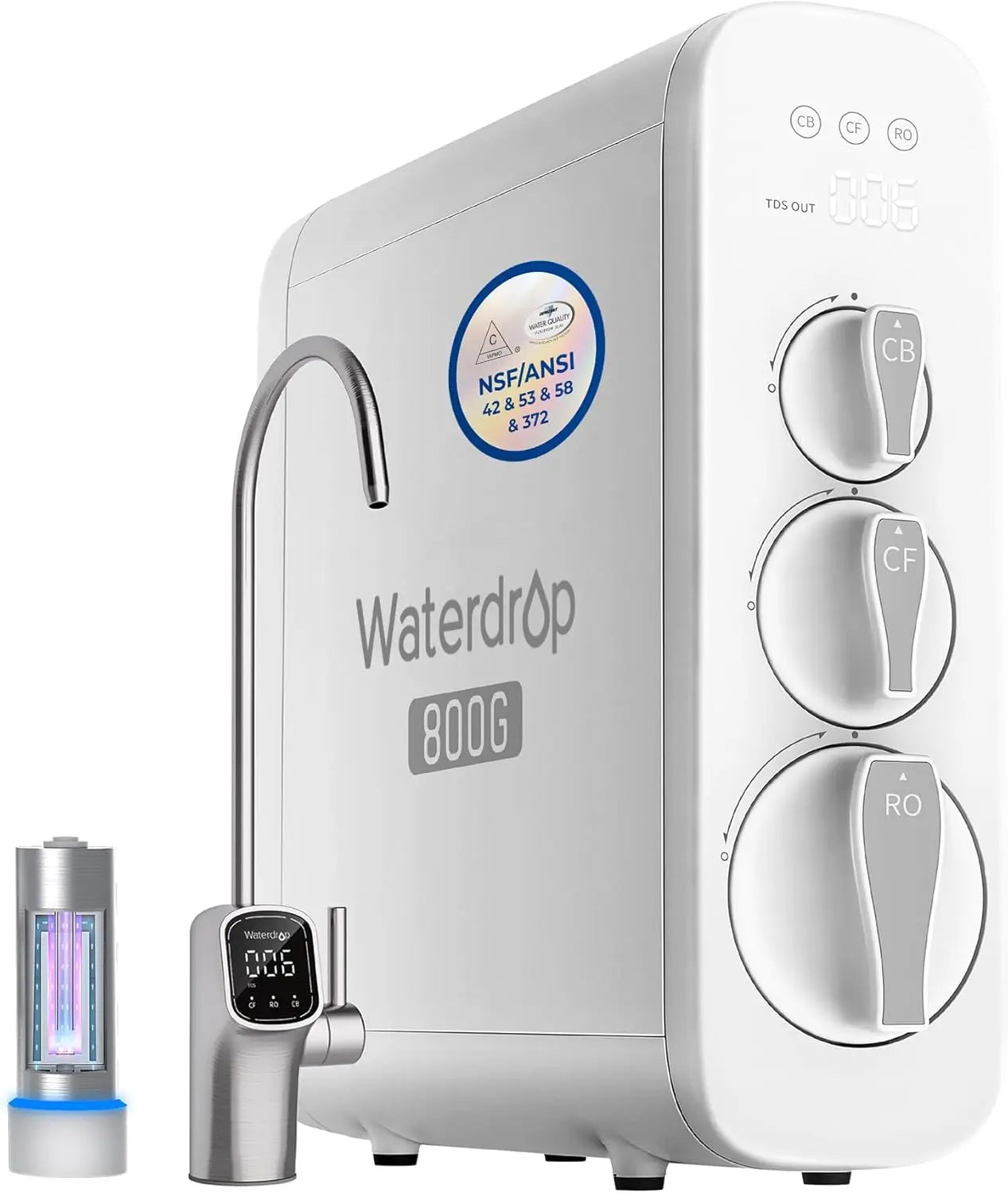 Waterdrop G3P800 Reverse Osmosis System, 800 GPD Fast Flow, NSF/ANSI 42 & 53 & 58 & 372 Certified, 3:1 Pure to Drain Ai-TechWorld 