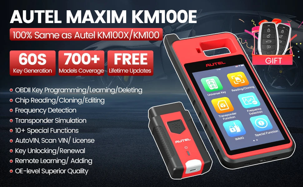 Autel MaxiIM KM100E Key Fob Programmer Immobilizer Tool Key Creation IMMO Learning Chip Read Write Cloning Frequency Detection Ai-TechWorld 