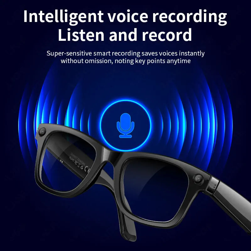 AI Smart Glasses 5 Million Pixels Recording Videos Photo Recognition Answer Translation 290mAh IP66 Waterproof Bluetooth Glasses Ai-TechWorld 